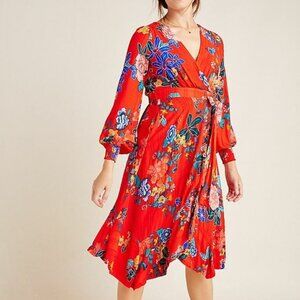 ANTHROPOLOGIE Boswell Floral Faux Wrap Dress